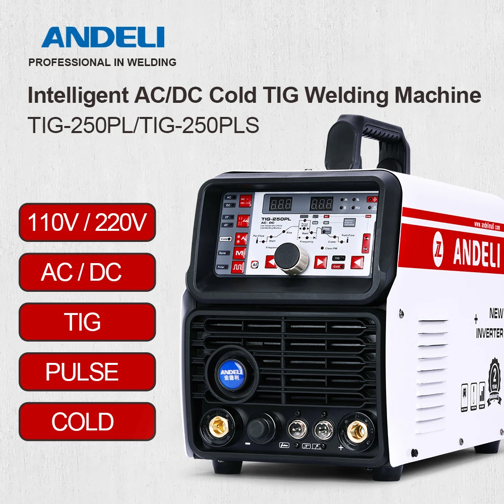 ANDEL TIG-250PLS 110V/220V Aluminum TIG Welding Machine AC DC Pulse Cold
