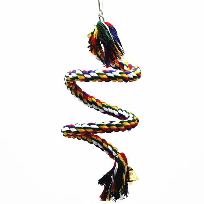 Parrot Hanging Nibble Toy Parrot Colored Cotton Rope Rotating Ladder Bird Cage Small Toy Pet Training Accessories parrot toy bird toy