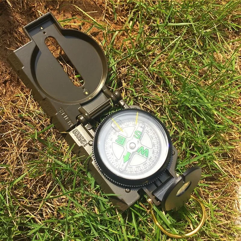 Waterproof Compass Waterproof High Precision Compass Outdoor Gadget Sports Hiking Mountaineering Professional Military Army Metal Sight Camping