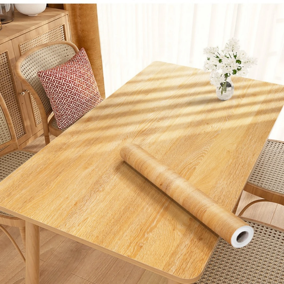 1pc Pvc Oil-proof Marble Wood Grain Stickers Self-adhesive Wallpaper for Kitchen Countertop Cabinet Desktop Cabinet Wall Sticker 2