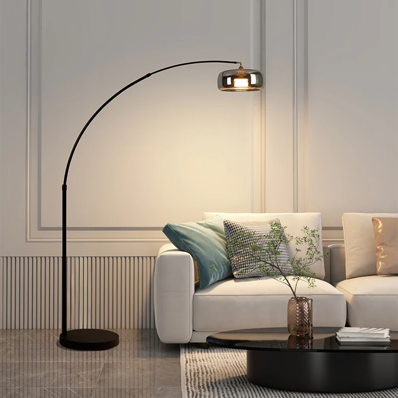 Lampada da Terra Vetro Fumé — LED Dimmerabile – dettaglio materiale