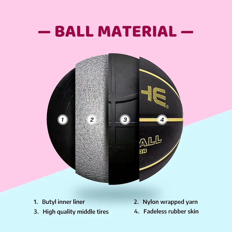 Original Psyche Rubber Basketball Ball Size 3 Size 5 7 Kids Youth (With Free Pin、 Net、Pump)