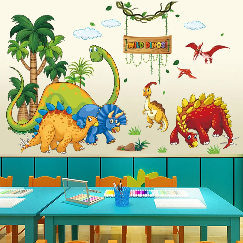 Large Cartoon Wild Dinos Zoo Wall Stickers 2
