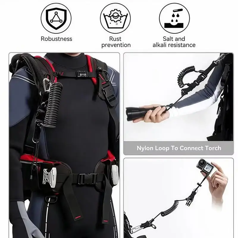 다이빙 카메라 분실 방지 로프 스테인레스 스틸 스프링 로프 고프로 스포츠 카메..