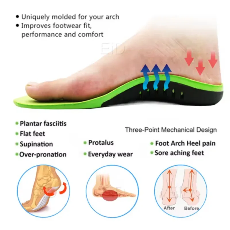 High Arch Support Insoles Orthopedic Shoes Sole Feet Arch Pad Relieve Plantar Fasciitis Pain Flat Foot Sports Shoes Insert