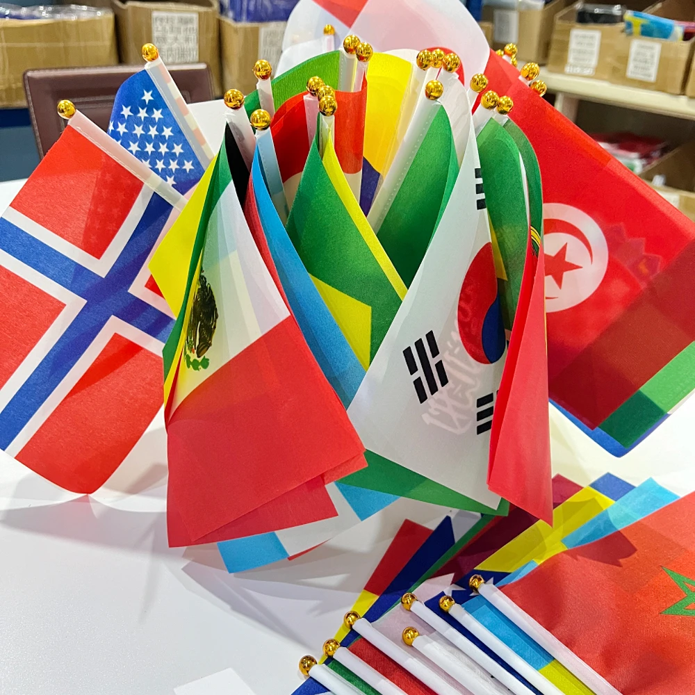 2026 48/pcs/setHand Held National Flag14x 21cmCountry Flag NEW cup Countries Fl…