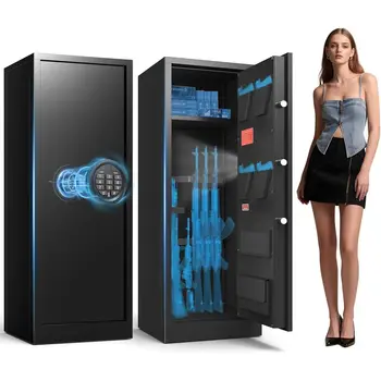 Large Home Gun Safe for Rifles, Pistols, and Shotguns with Quick Access Digital Lock, Adjustable Shelves, and Handgun Compartmen 1