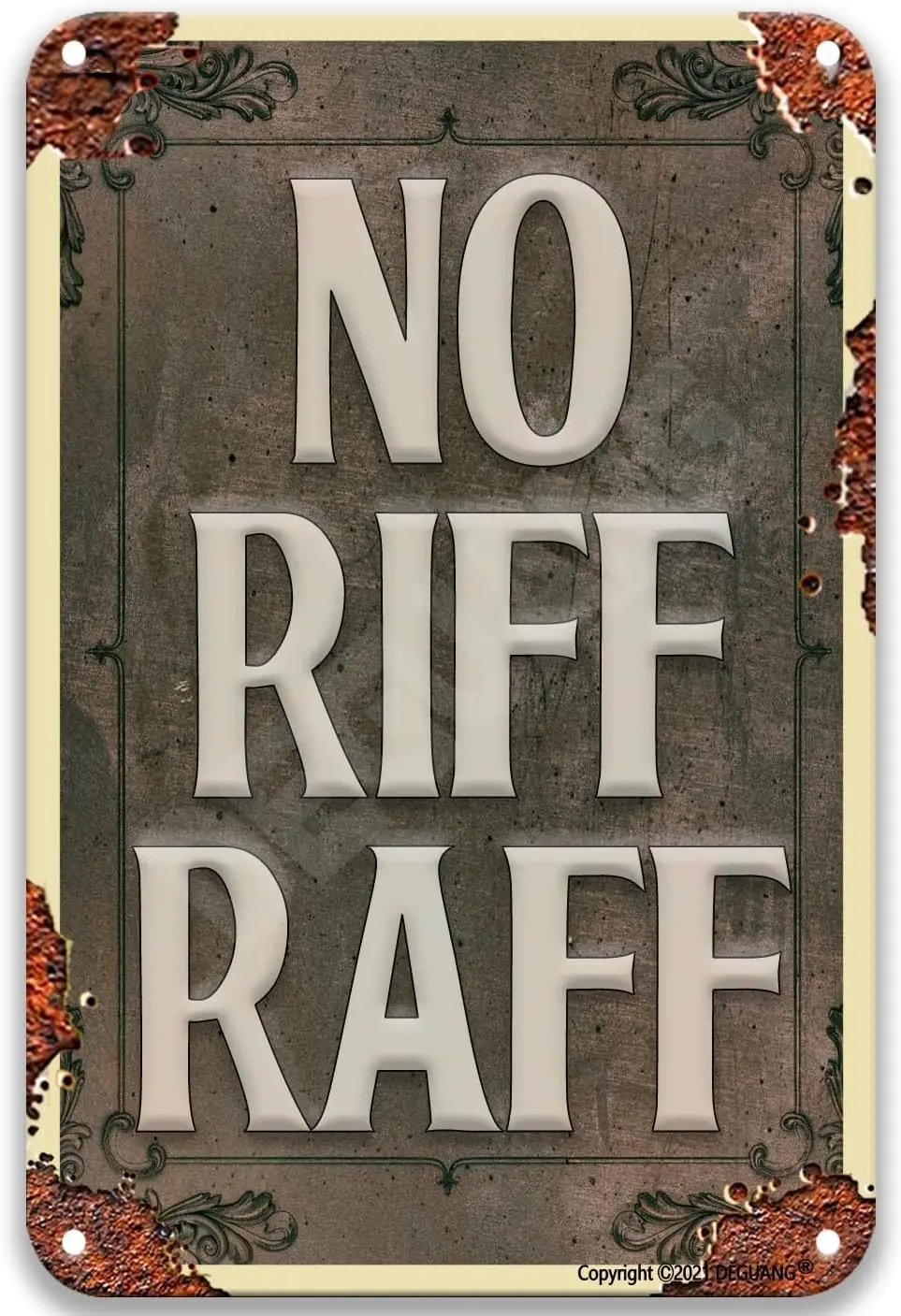 Avvertimento No Riff Raff Tin Signs Vintage Farmhouse Decor For The Kitchen Decor For Home Tin Signs Vintage 8 X12 Tin Sign