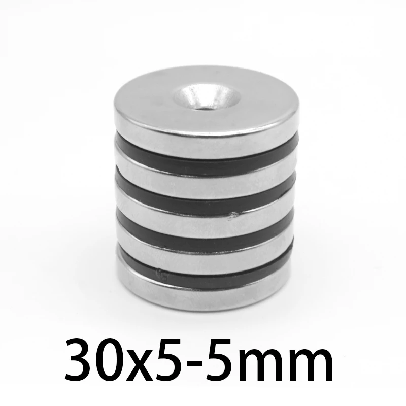 1/2/5/10/15/20PCS 30X5-5 Round Search Magnet 30*5 Hole 5mm Disc Countersunk Neodymium Magnet 30×5-5mm Permanent Magnet 30*5-5