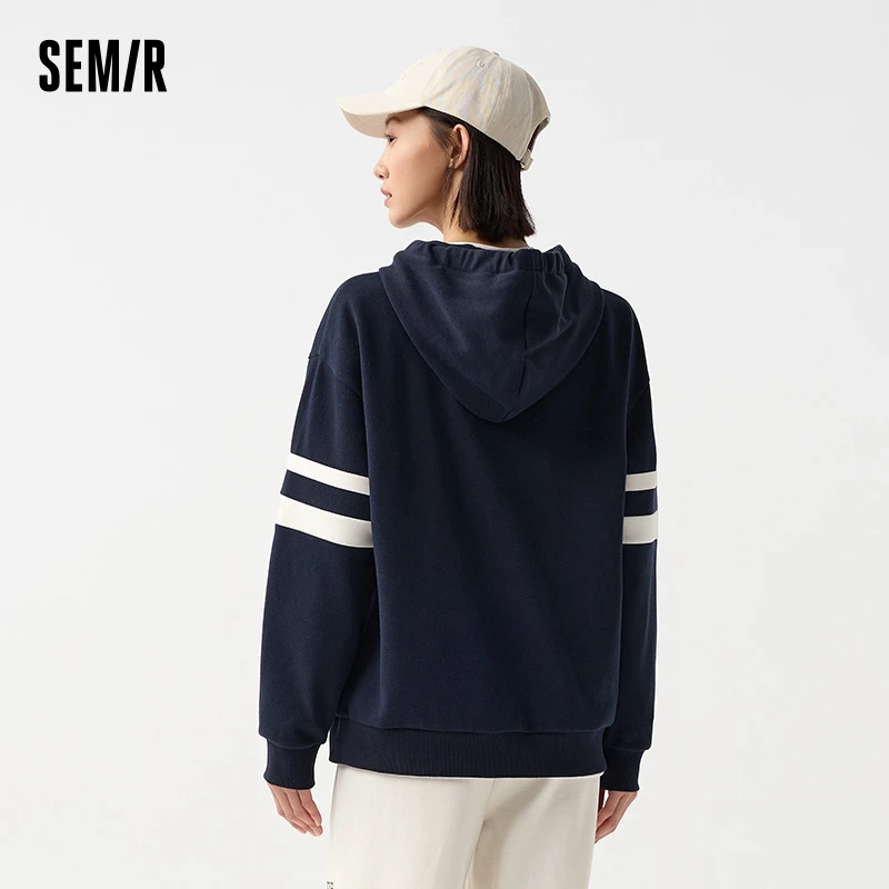 Semir Hoodie Women Letter-printed Loose Drop-shoulder Hooded Pullover Casual and Elegant Spring Individual Printed Top 3
