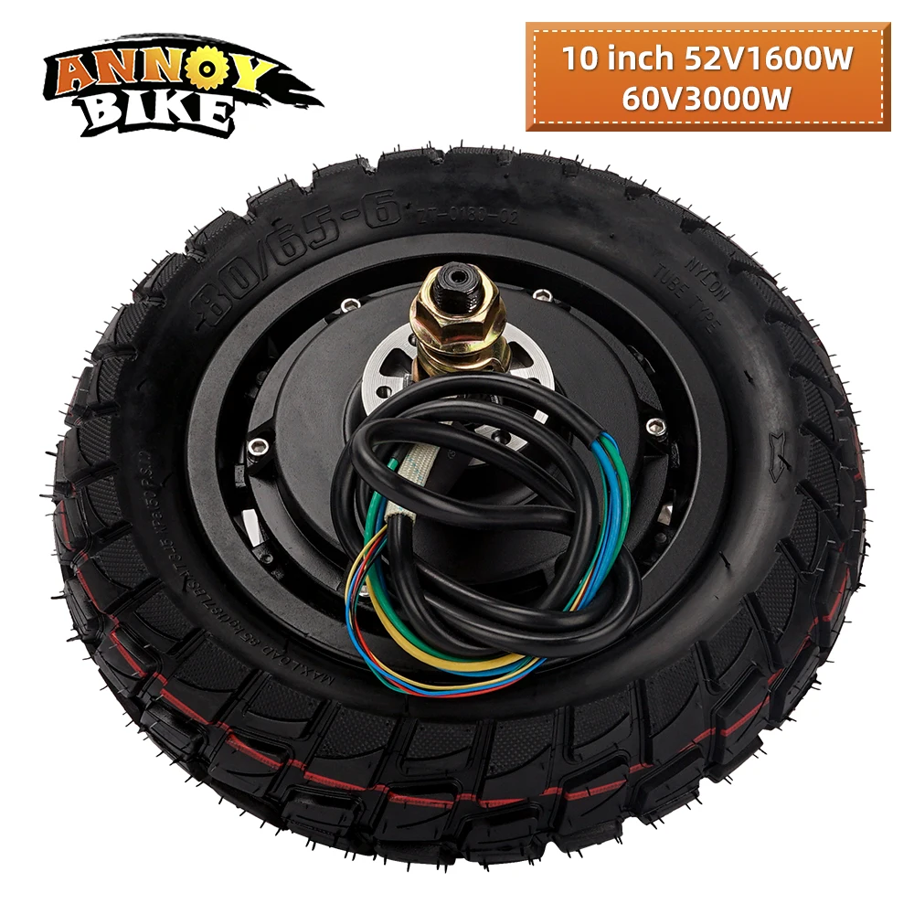 10 inch 52v1600w 60v3000w Scooter Motor Brushless Hub Motor with Tyre 80/656 Rear Wheel