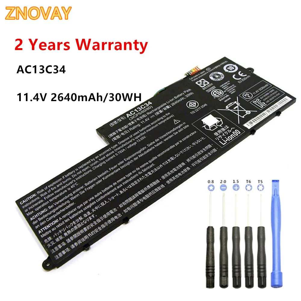 

ZNOVAY 11.4V 2640mAh/30WH AC13C34 Laptop Battery For Acer Aspire V5-122P V5-132 E3-111 E3-112 ES1-111M MS237 KT.00303.005