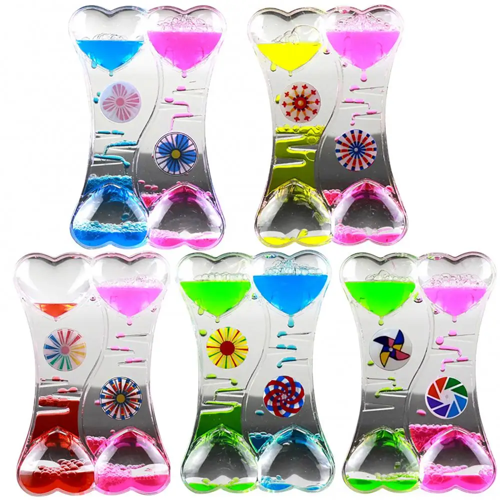 Double Color Sand Hourglasses Colorful Liquid Timer Anxiety Relief Liquid Motion Timer Bubble Oil Hourglaslock Decor Gift sand timer liquid hourglass timer colored hourglass