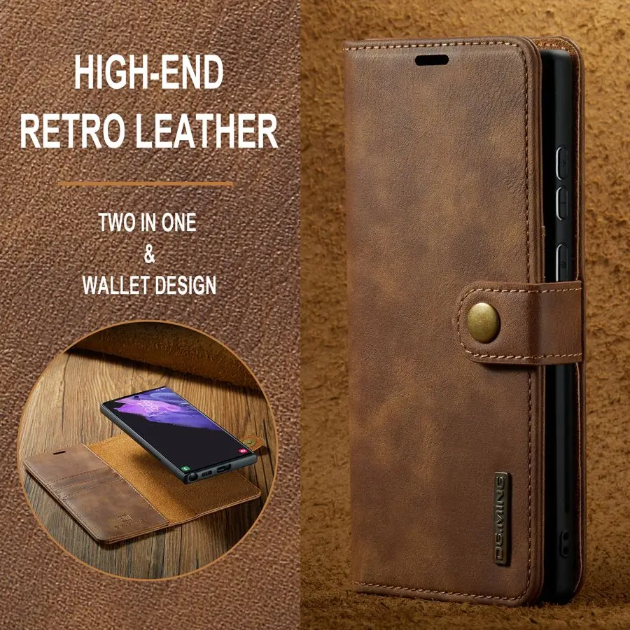 Premium Detachable Magnetic Leather Wallet Case with Removable Flip Cover