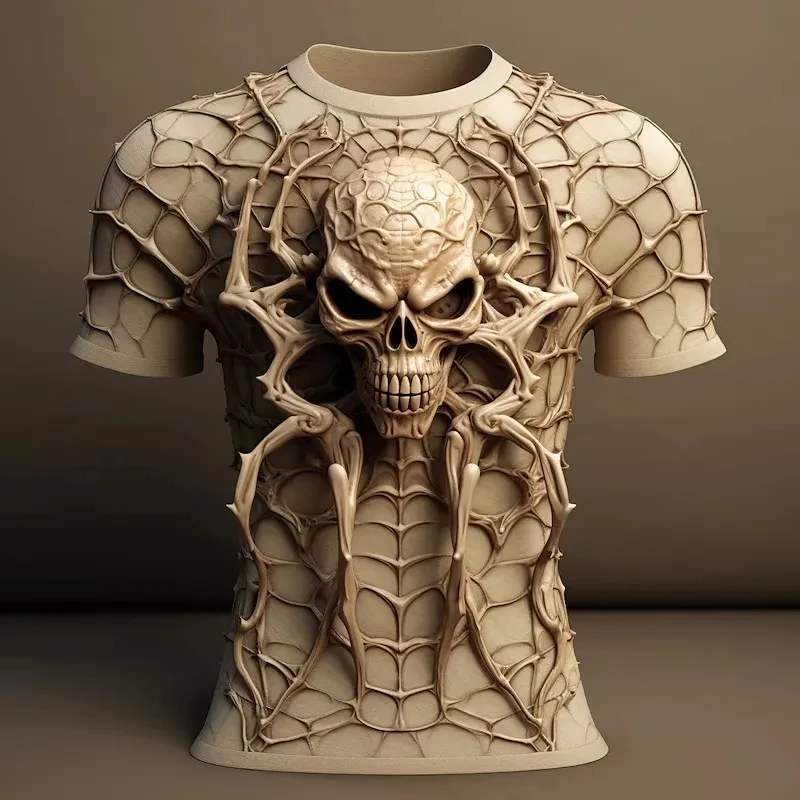 

Horror Spider Skull 3D Printed T Shirt For Men Clothes Fashion Punk T-Shirt Casual Streetwear Kids Tee Oversized Women Y2k Tops