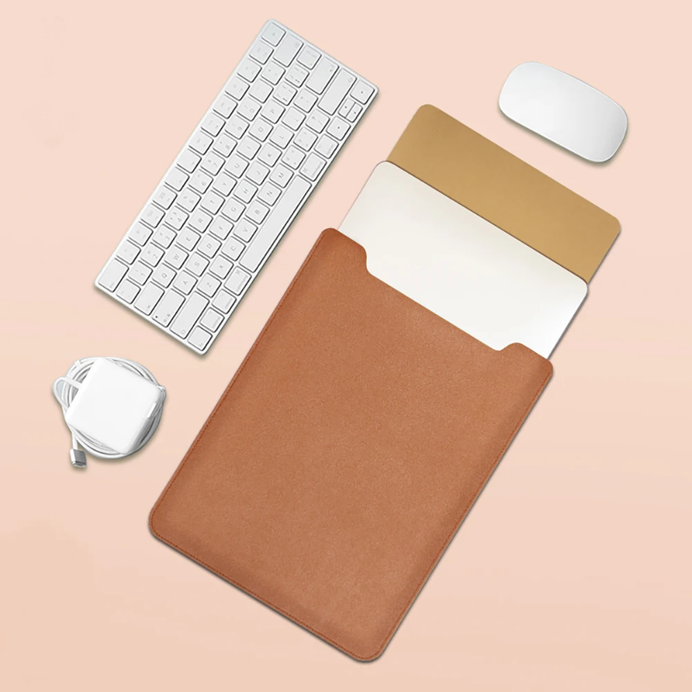 Premium PU Leather Laptop Bag with Mouse Pad, Fits 13-16 Inch