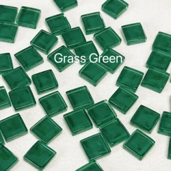 Blue Shine Assorted Glass Mosaic Tiles - 50 Piece Set for Crafts and Home Decoration (Grass Green Purity)