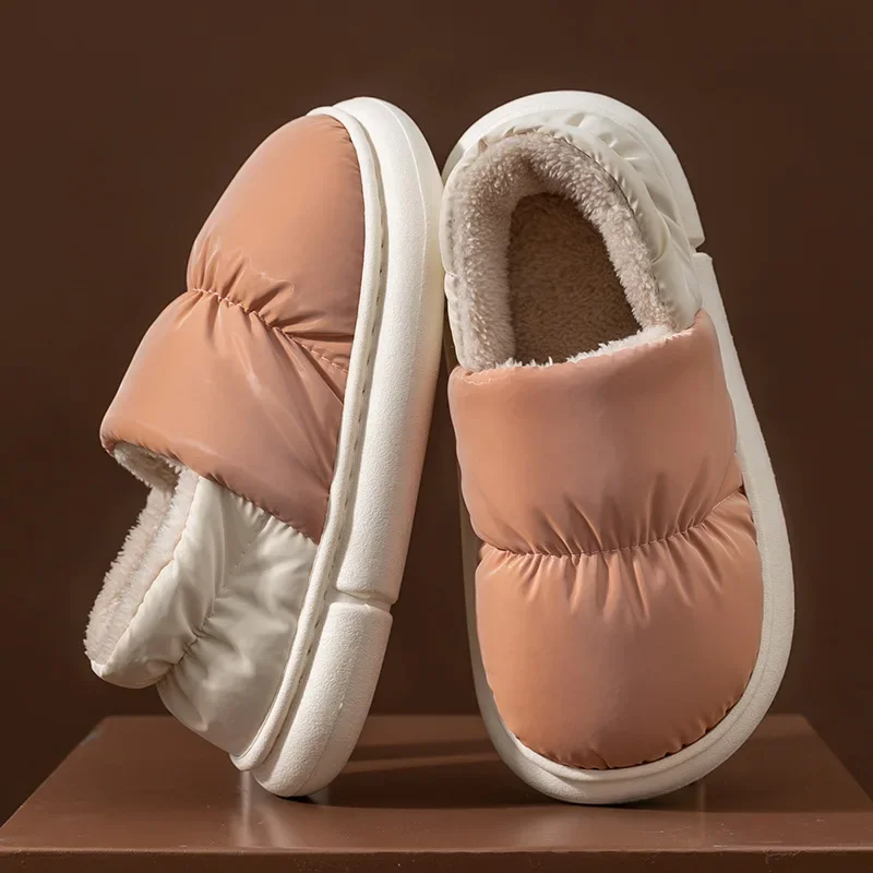 

2023 Winter Toast Women Slippers Warm Plush Cotton Slippers Indoor Home Non-Slip Thick Sole Furry Shoes for Couples Cotton Shoes