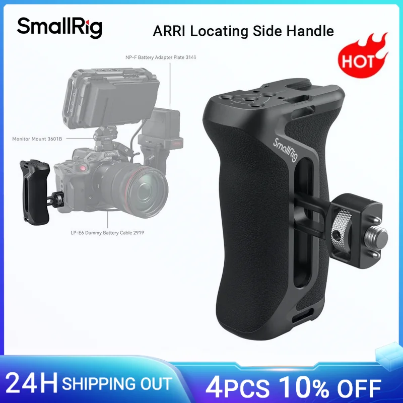 SmallRig ARRI Locating Side Handle 36mm Up/Down Adjustable Side Ergonomic Handgrip for Camera Cages w Cold Shoe 1/4-20 -4016