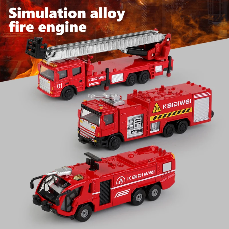 

Kdw Fire Trucks Model Set 3In1 1/72 Diecast Simulation Alloy Engineering Truck Crane Lift Car Kids Collection Toy Gift