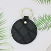 Wholesale free custom initial keychain metal ring embossed croco pattern genuine leather heart car leather keychains 4
