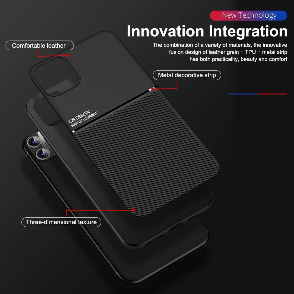 Magnetic Shockproof Soft Back Cover with Built-in Metal Plate
