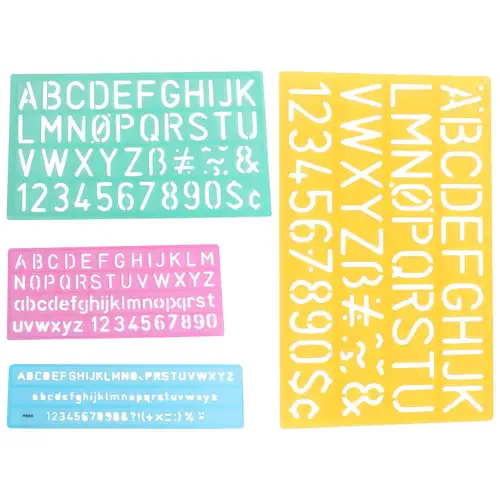 4pcs Craft Scrapbook Letter Stencil Design Colorful Plastic Numbers With Ruler For Painting Crafts Graffiti Abc - Image 5