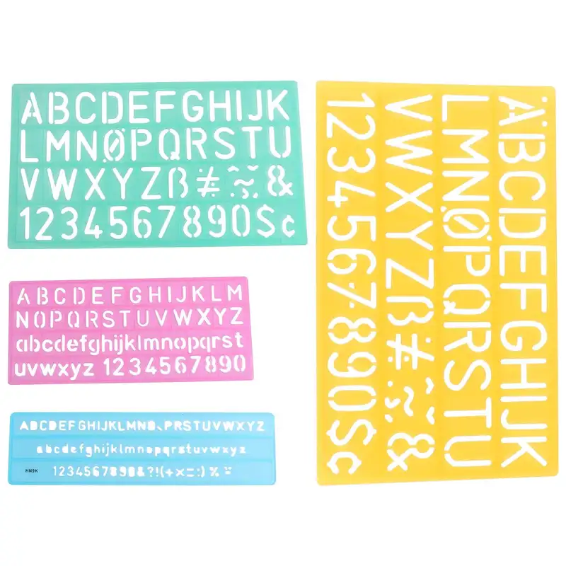 4pcs Craft Scrapbook Letter Stencil Design Colorful Plastic Numbers With Ruler For Painting Crafts Graffiti Abc - Image 5