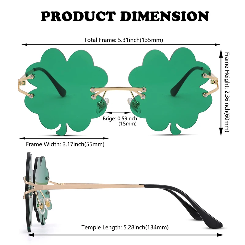 St. Patrick’s Day Glasses Irish Shamrock Sunglasses Green Four Leaf Clover Leprechaun Costume Accessories 5