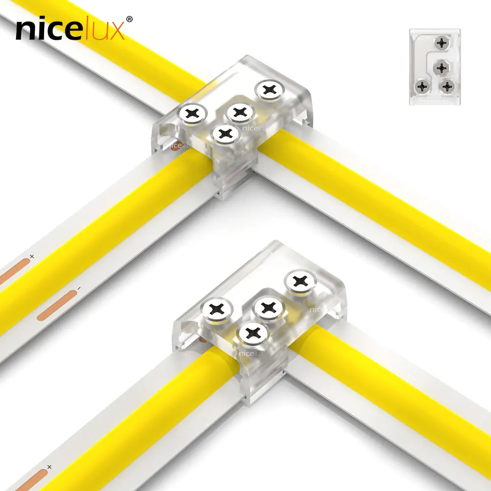 

5pcs LED Corner Connector With Screw Fixing 24V/5A 2P 8/10mm L T Connector For LED Strip Single Color High Dnesity COB IP20 SMD