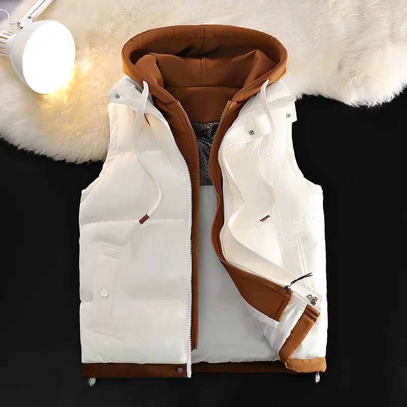 Down Cotton Vest men down vests down jacket mens jacket Male Autumn Winter Middle School Students Loose Brand Fashion Trend Thickened Waistcoat Cotton-padded Jacket