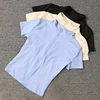 2025 New Tight Stand Collar Yoga Tshirt Women Sports Quick-Drying Full Zipper Short Sleeves T Shirts Woman Slim Fit Crop Tops