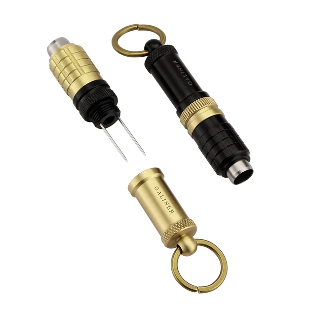 Galiner Zinc Alloy Black & Gold Cigar Picker Holder Portable Double Needle Cigar Punch Drill Opener - Image 2