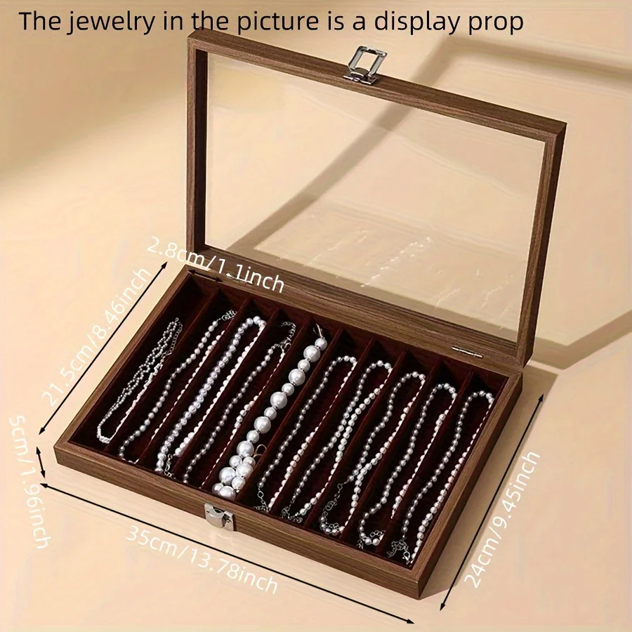 Put pearl necklace storage box with lid, glass dustproof long bracelet, bead jewelry, thick neck chain jewelry box, viewing tray 6