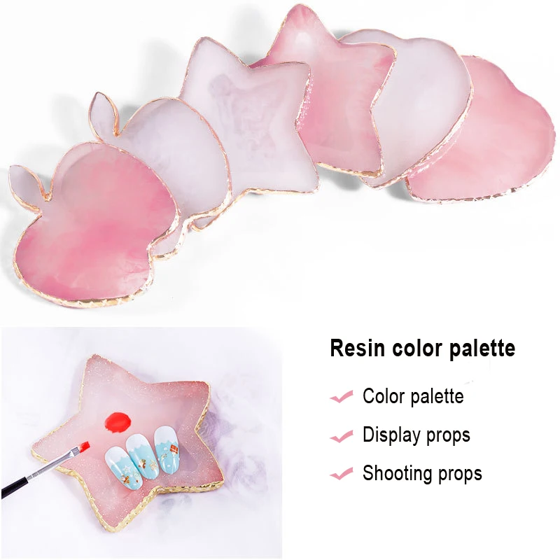 Natural Resin Stone Luxury Nail Art Palette Mix Color Drawing Pallet Gel Polish Display False Nail Tips Shelf DIY Manicure Tools 4