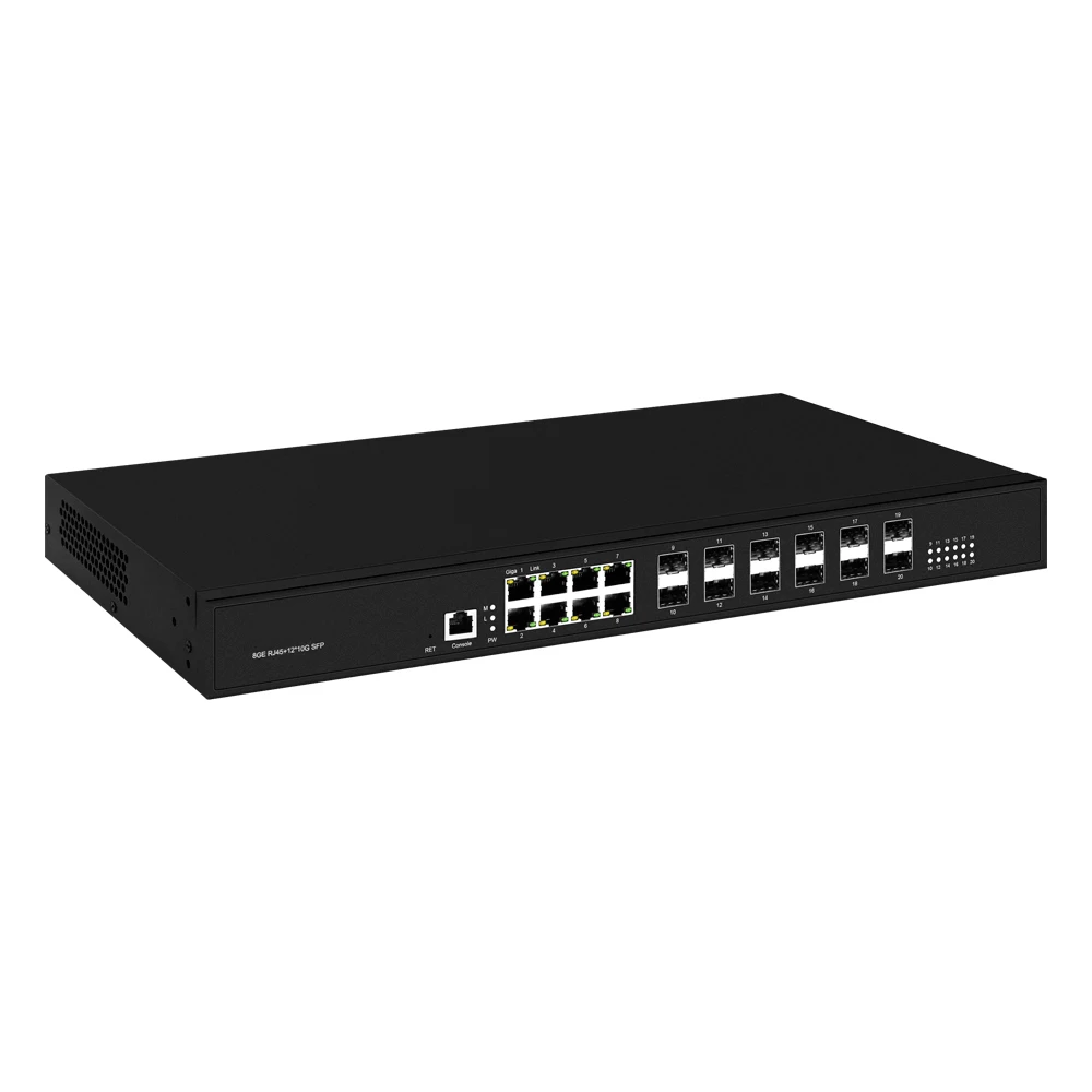 10Gbe SFP L3 관리 스위치, 8 기가비트 RJ45 포트, 12 포트
