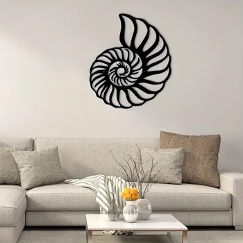 1pc Nautilus Shell Coastal Beach Metal Wall Art, Metal Wall Art Interior Decoration, Home Wall Hangings