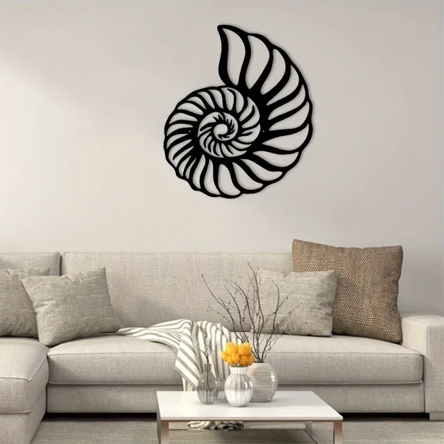 1pc Nautilus Shell Coastal Beach Metal Wall Art, Metal Wall Art Interior Decoration, Home Wall Hangings