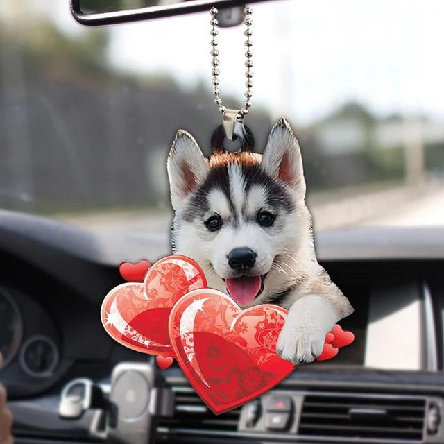 Husky car hanging crochet accessory Rear view mirror charm