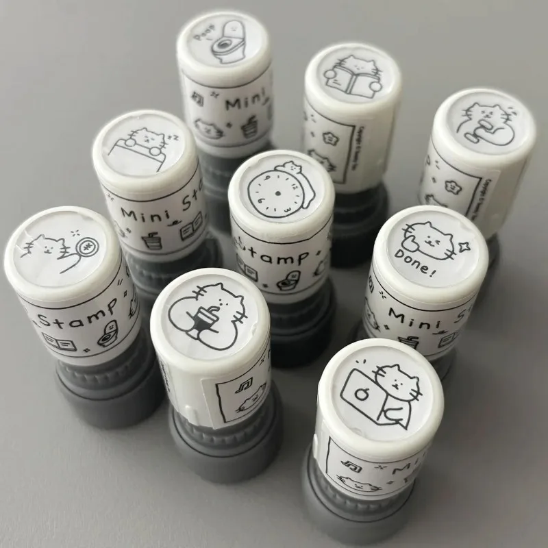 1pc 미니 귀여운 고양이 스탬프 장식 펀치 버튼 학생 저널을위한 높은 외관의 문구류 DIY 스크랩북 수제 공예