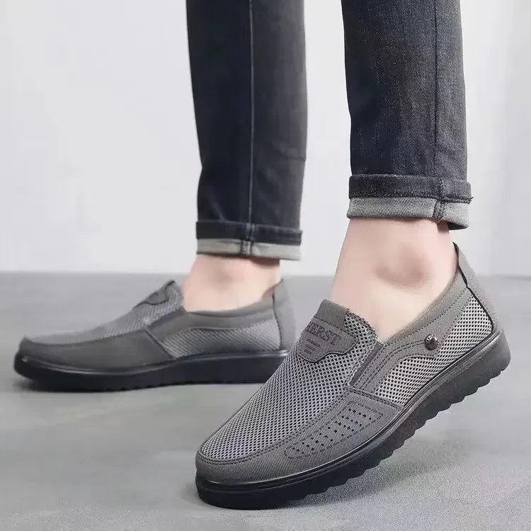 Summer men's mesh shoes thin breathable soft sole middle-aged and elderly father shoes mesh surface large size casual men's 4