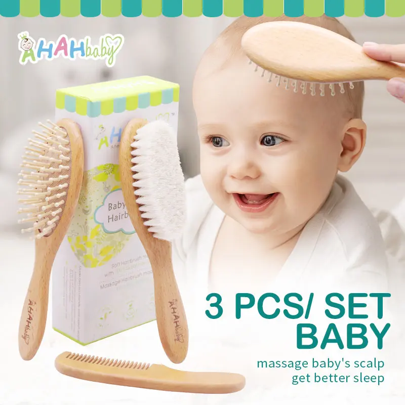 Personalized Wooden Baby Brush Custom Name Baby Wool Comb New Born Hair