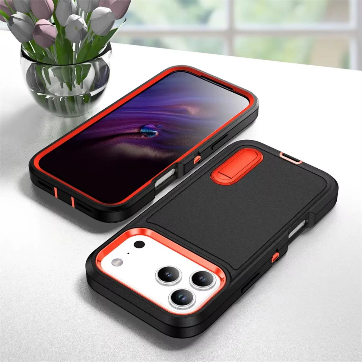 ShockProof Heavy Duty Stand Phone Case with Armor Protection and Kickstand Cover