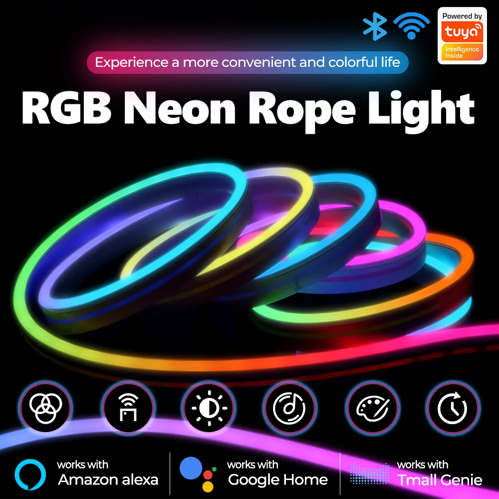 

RGB Neon Strip WIFI Smart LED Neon Rope Light APP Control TV Backlight Game Room Bedroom Birthday Party DIY Decor Ambient Lamp