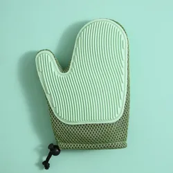 Enhanced Pet Grooming & Cleaning Gloves - 2 - in - 1 Hair Remover and Massage Brush (Green 1pcs)