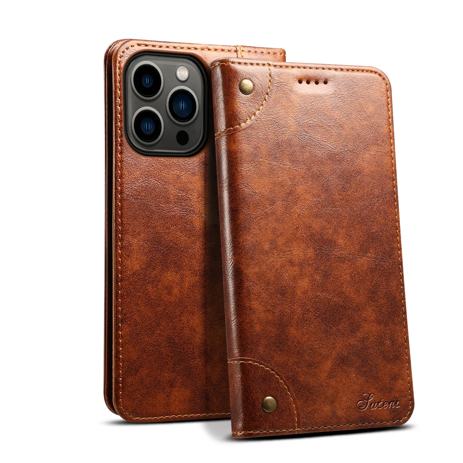 Elegant Leather Flip Cover with Magnetic Card Holder