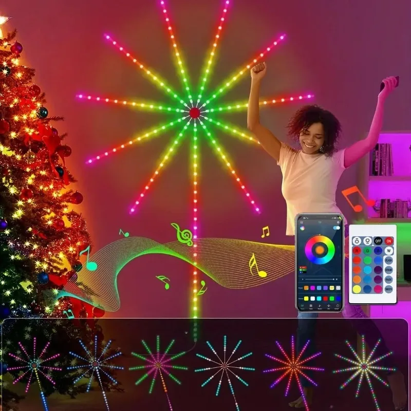 

Smart LED Light Strip DIY Firework Remote Control Bluetooth Festoon Lamp Home Indoor Bedroom Party Bar Decoration Fairy Lights