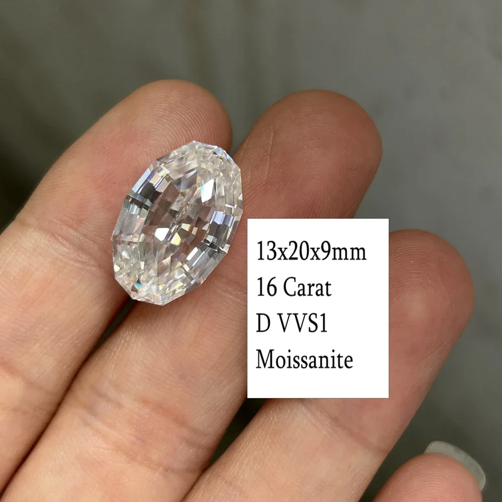 Meisidian-Oval Cut Moissanite D VVS1 Diamond for Jewelry Making, 16 Carat Moissanite