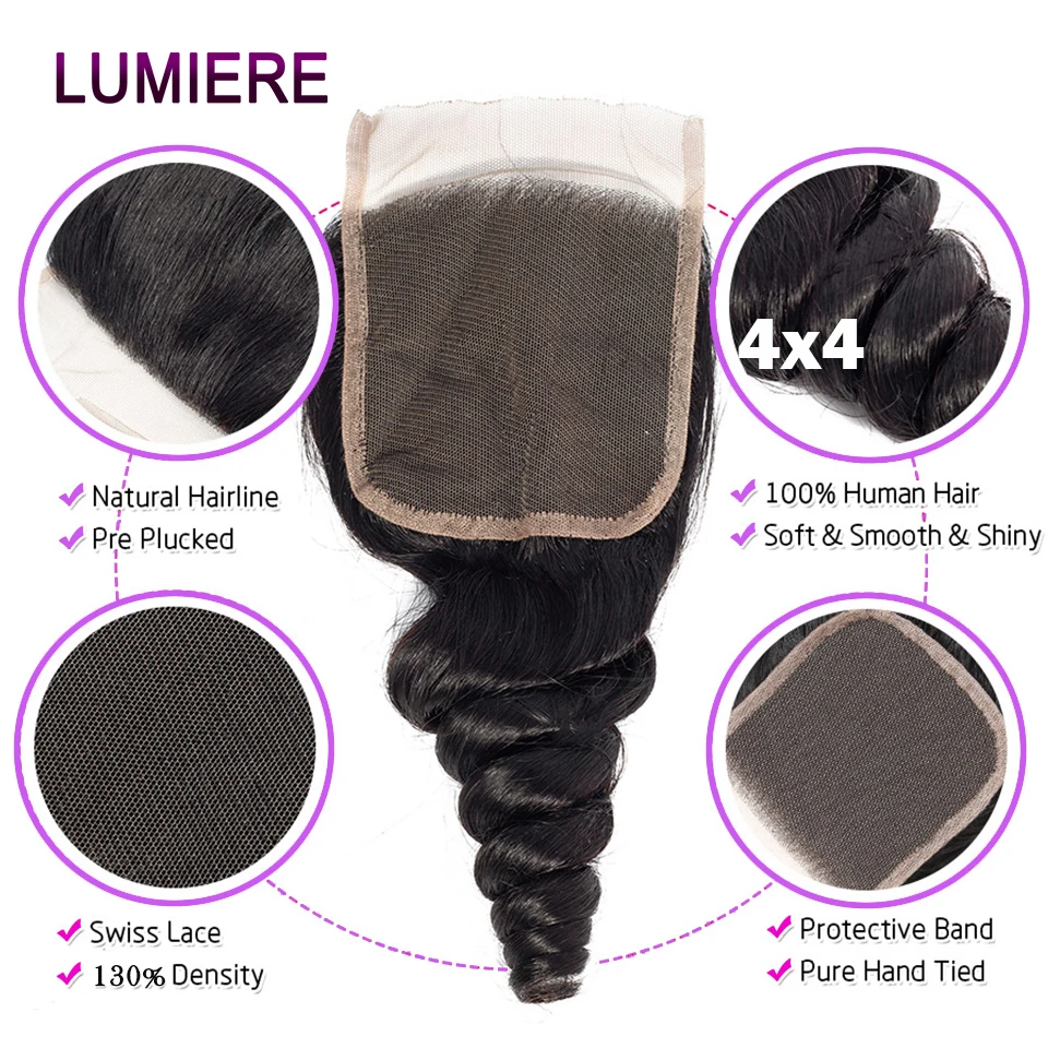 Brazilian Human Hair Lace Frontal Closure Only Loose Deep Wave Lace Closure Curly Straight Body Wave Lace Closure OnlyPreplucked 6