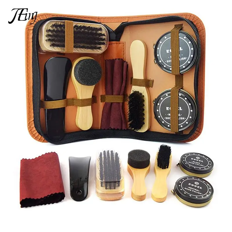 8 Pcs/Set Pro Shoes Care Kit Portable For Boots Sneakers Cleaning Set  Brush Shine Polishing Tool For Leather Shoes 2